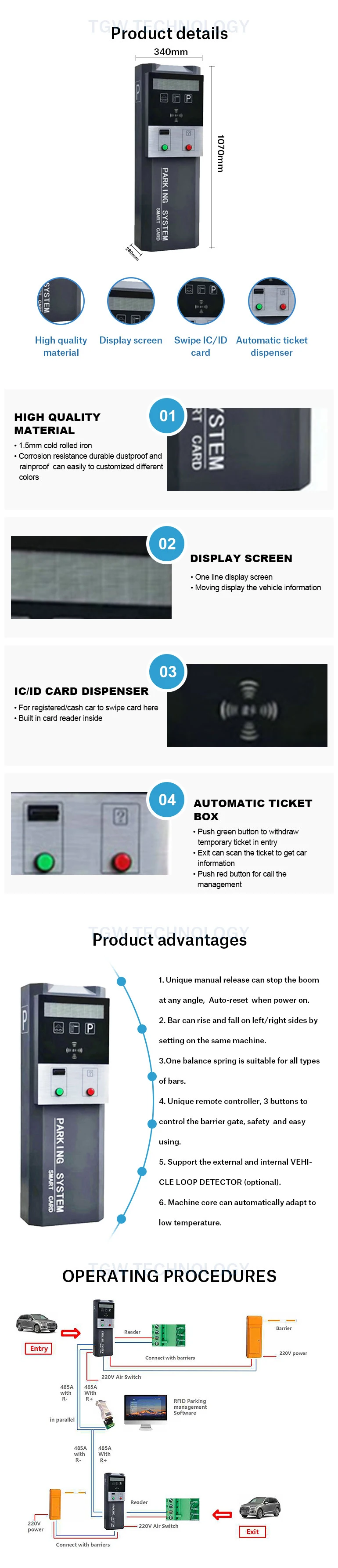 Hotsale Intelligent Parking Ticket Printing Machine Dispensar for Parking Lot System