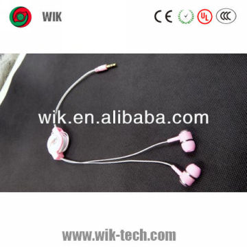 wik new retractable high quality oem for ipod earphone