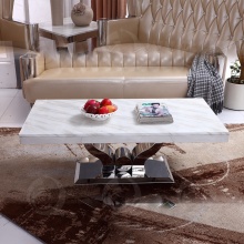 Mirrored Silver Stainless Steel Marble Coffee Table Sofa Side Table