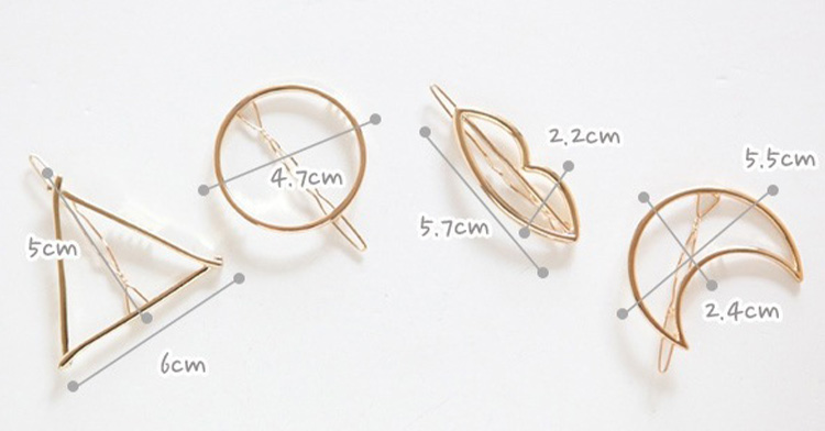 Amazon Hot Sale Leaf Butterfly Hollow Round Triangle Moon Hollow Horsetail Barrette Pin Hair Clip