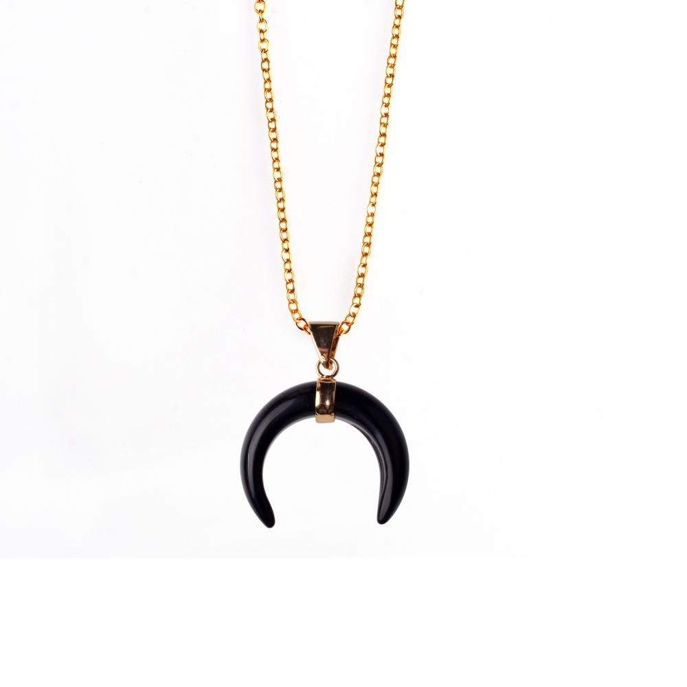 Collier de cornes de pierre précieuse guérison Crystal Ox Horn pendentif ajusté Nettone Natural Gemstone REINIKI Quartz Bijoux pour hommes Femmes