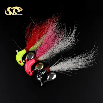 SUPERIORFISHING Buck Tail Metal Spinner Jig 18g - Bucktail Pro Runner Lead Jig Head with Spinner