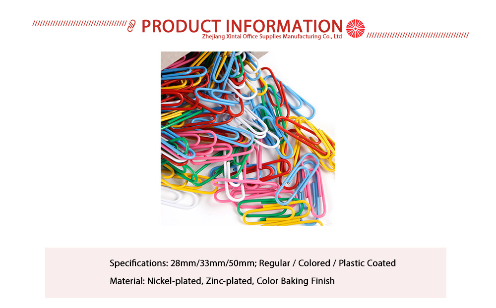 Renkli Vinil Kaplamalı Ataşlar X Colored Vinyl Coated Paper Clips X