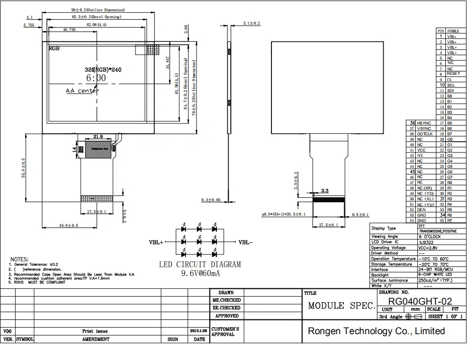 Inch TFT IPS Touch LCD Display Screen Module High Resolution 320*240