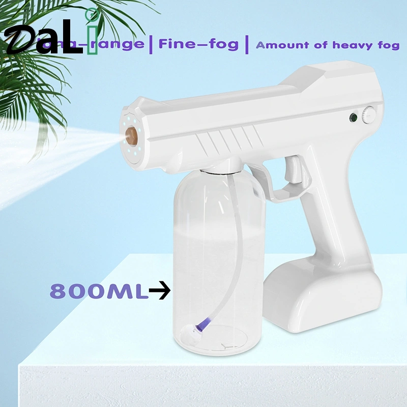 Newest 800ml Wireless Portable Disinfection Blue Light Nano Gun Ultra Fine Aerosol Water Mist Trigger Sprayer