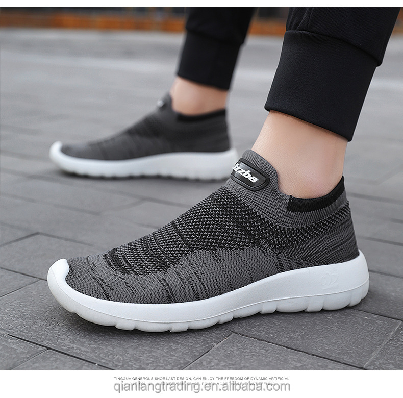 men Running shoes flying knit pumps shoes,couples Slip-On walking shoes for women/men ,Polyurethane high elastic flying weave