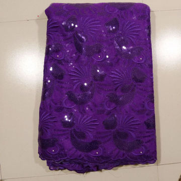Purple Double Net Embroidered Net Lace , Grande Toilette