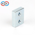 Block shape neodymium magnet with two holes