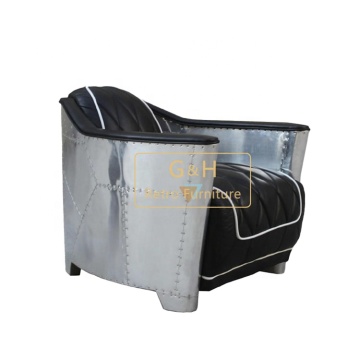 Swivel Aluminum Egg Metal Aviator Leather Chair