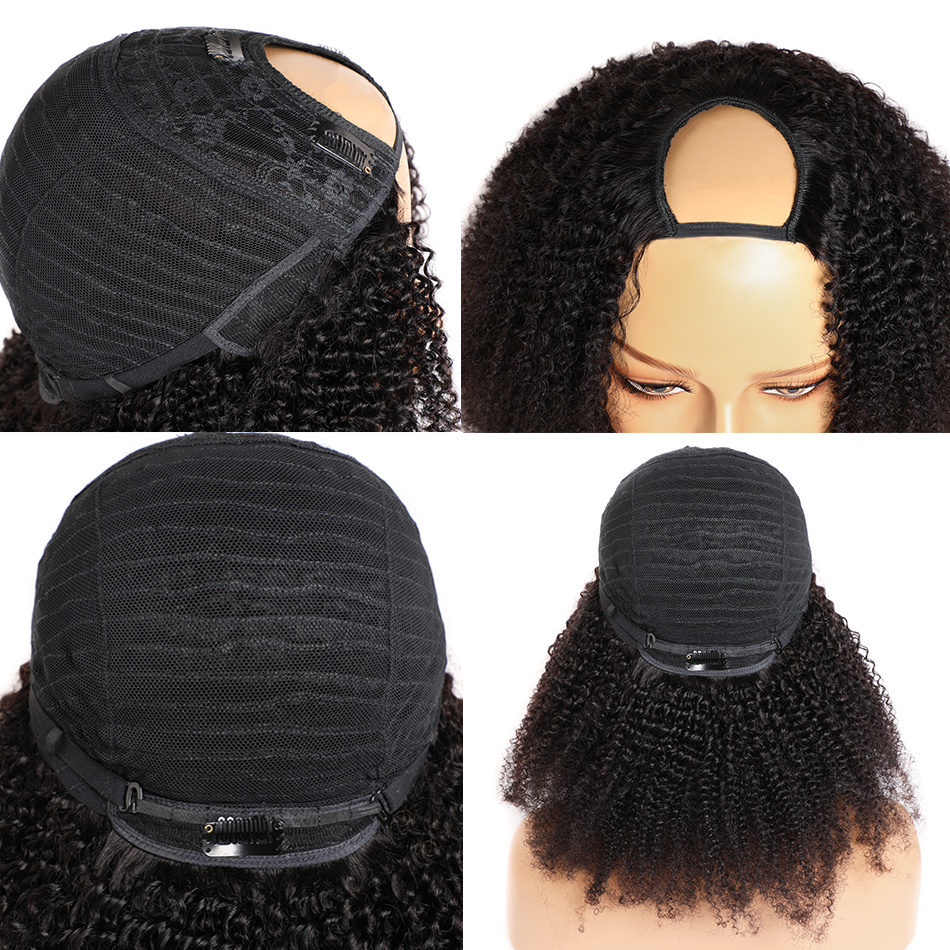Fashion wholesale unprocessed 100% brazilian human Natural raw virgin  hair u-part Wigs for black women vendors