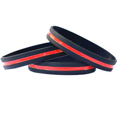 Thin Red Line Silicone Wristband Bracelets Officers Patrol Awareness Support