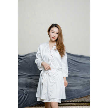 White satin nightdress with point print for women