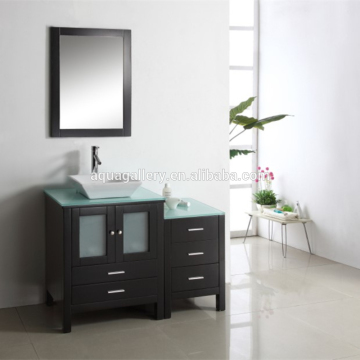 Waterproof Single Sink Oak Wood Freestanding Bath Vanity with Side Vanity