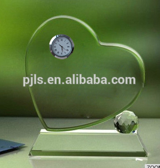 Glass award,jade glass award with clock,glass award