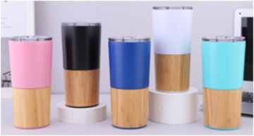 20oz Bamboo Powder Coated Vacuum Auto Cup