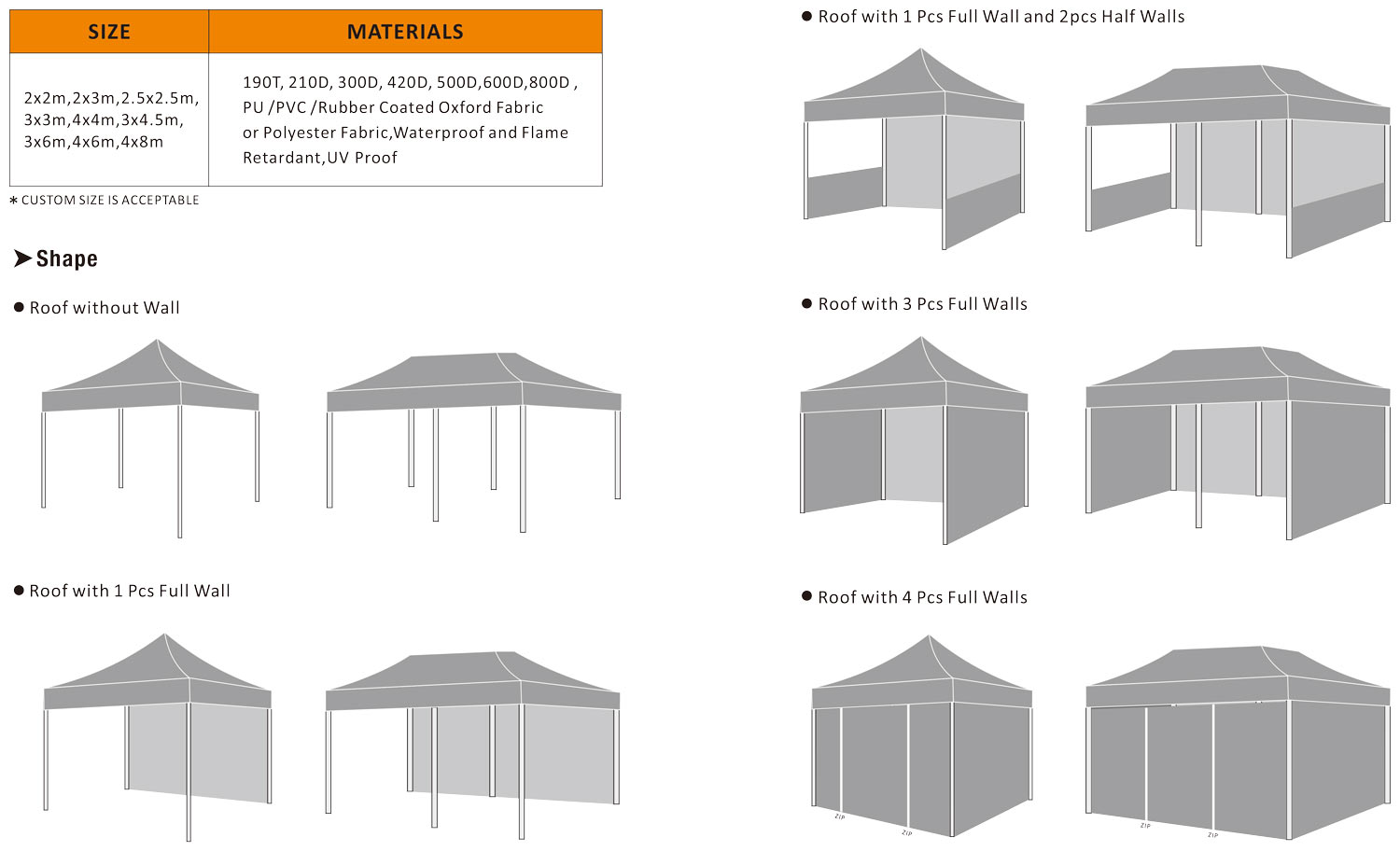 Custom Printed Durable Portable 3X3 Gazebo Tent