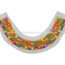 New Product Beaded Ladies' Kameez Neck Design with Crystals for Ladies Dress Decoration