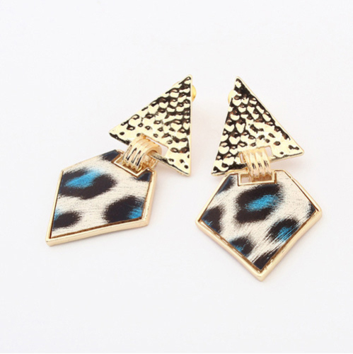 Eropa temperamen Leopard cetak resin stud anting-anting fashion majalah baru musim panas panas menjual anting-anting emas drop logam