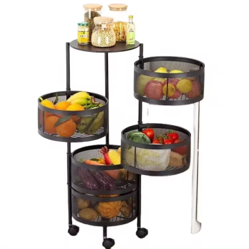 Black Rotating Food Vegetable Kitchen Storage Rack