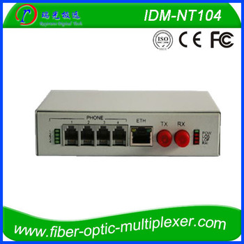 4 ports voice over fiber audio to 10/100M ethernet pcm converter