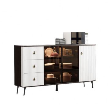 Solid Wood Sideboard Cabinet with Mirror Display