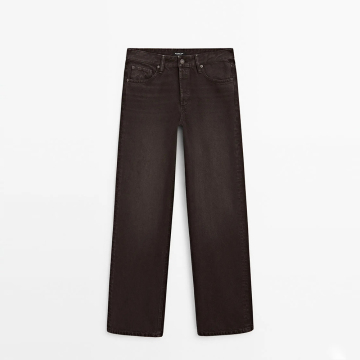 Women's casual style modern urban retro mid waist wide leg jeans