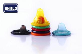 Lubricated Blue Black Colored Condom / Rose Lemon Fruit Fla
