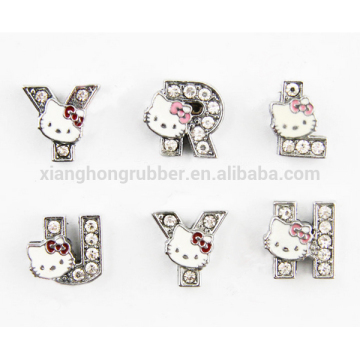 Enamel Cute Kitty Funny Alphabet Letter 10mm slider charms