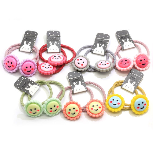 New Products Cute Hair Colorful Elastics Ponytail Holder Kawaii Smile Face Headband Hair Tie Band For Baby Toddler Girls