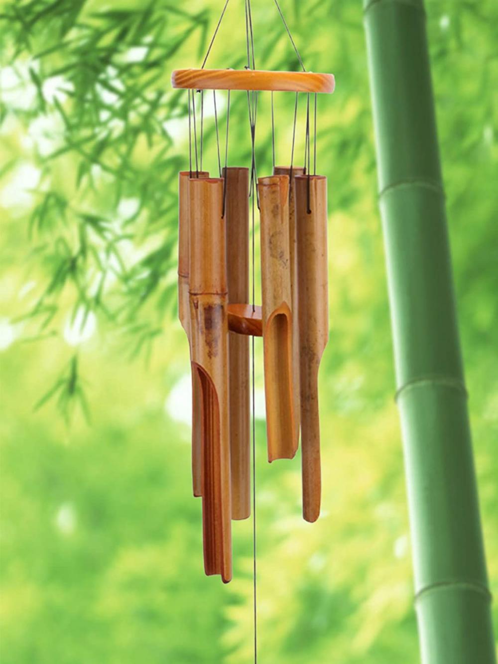 Sinos de vento de bambu com tom profundo