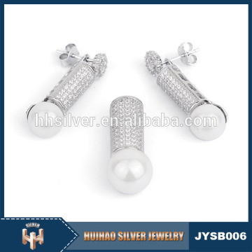 charm jewelry cheap wholesale latest design pure 925 sterling silver real pearls set
