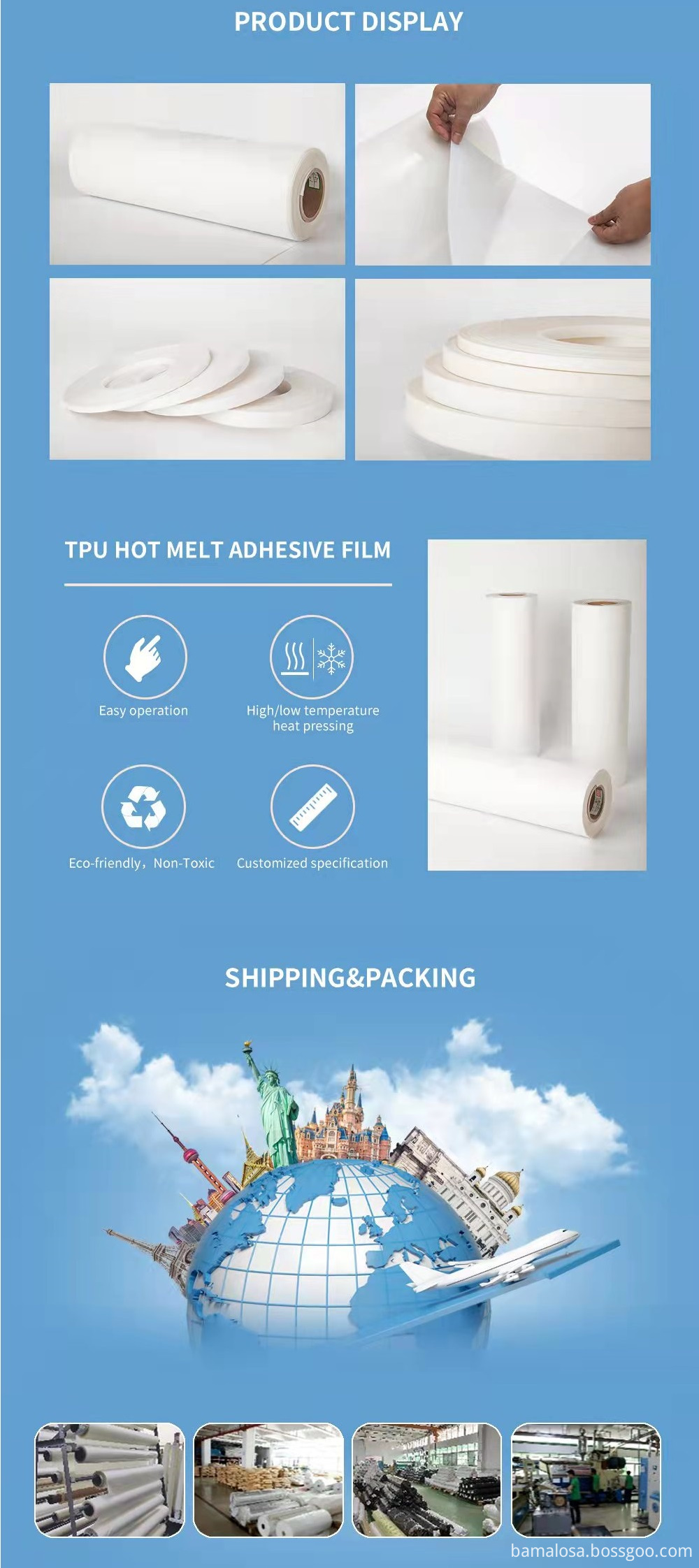 TPU hot melt adhesive film for clothing