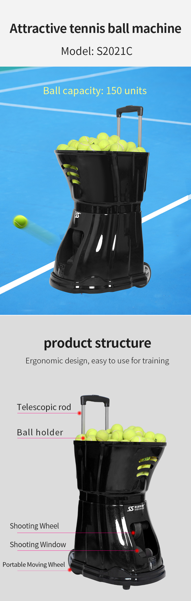 Siboasi Najnowsza konkurencyjna maszyna do tenisa na sprzedaż S2021C