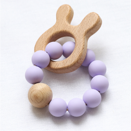 Animals Silicone Natural Beech Wood Baby Teething Ring