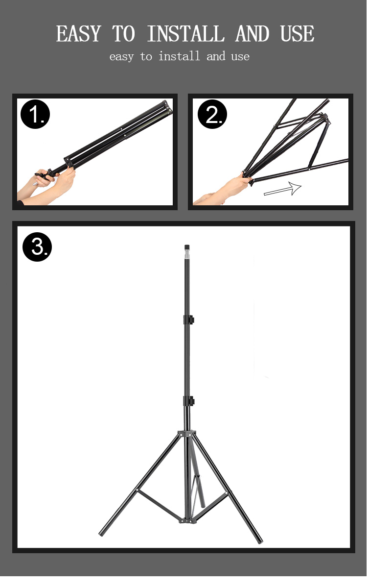 Trípode de soporte de luz de estudio fotográfico de aleación de aluminio resistente de 210 cm para video, retrato y fotografía, iluminación, disparo