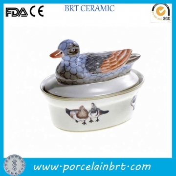 Decoration 3d giftware sell well porcelain Duck Trinket Box
