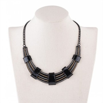 Black Leather Multilayer Zinc Alloy Ring Pendant Necklaces 2015