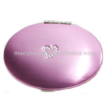 Metal crystal oval makeup mirror