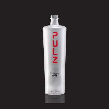 Top quality heavy duty Acid etch white frosted glass 750ml vodka threaded neck glass bottle