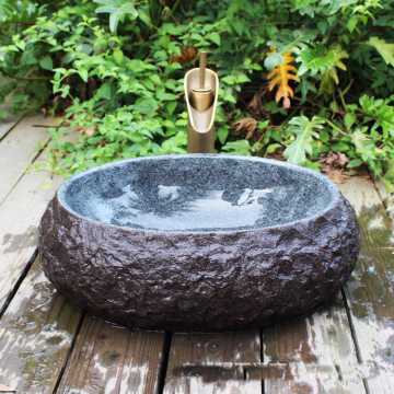 Solid Surface travertine vessel sink vanity for bathroom