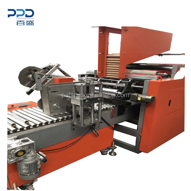 High production automatic bakery paper rewinder machine with automatic sticker