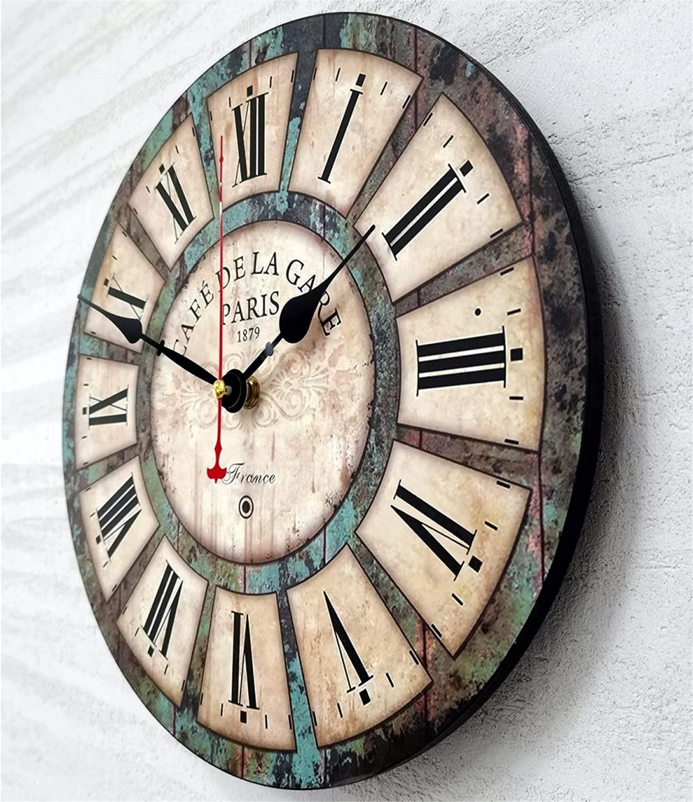 Horloge murale en bois rond de 14 pouces de 14 pouces