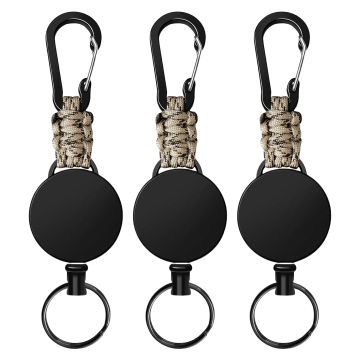 Retractable Keychain Multitool with Carabiner and Steel Cable