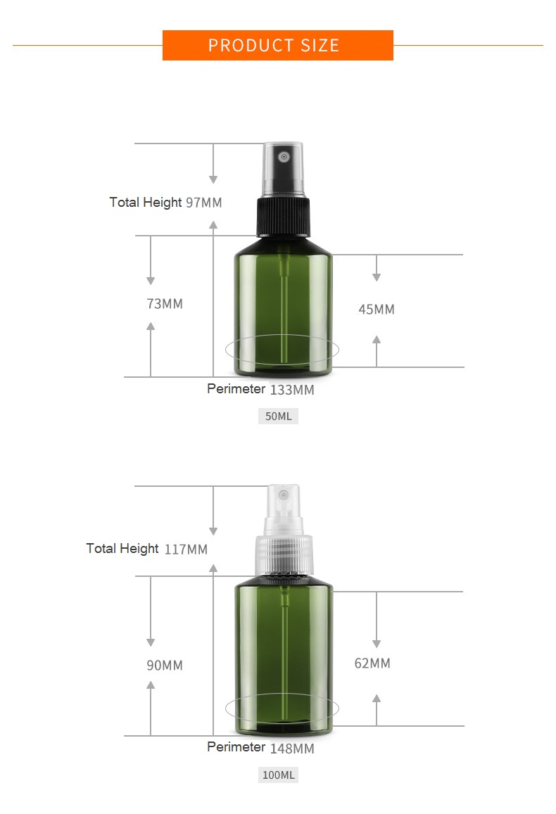 Big volume dark freen PET spray bottle