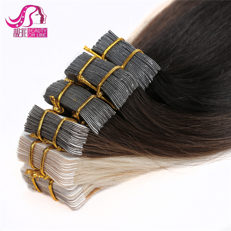 Hot Wholesale 10-15A 100%Human Hair Double Tape Natural Straight 18&20" Hair Extension In Stock