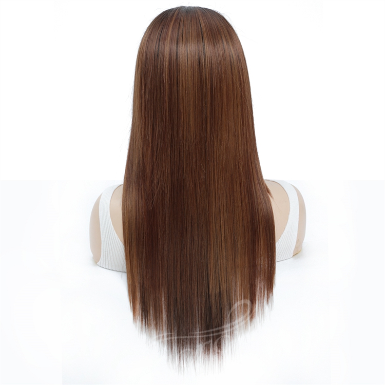 Vigorous long wavy dark brown wholesale chunky hair high quality full synthetic heat resistant fiber glueless hd lace front wigs