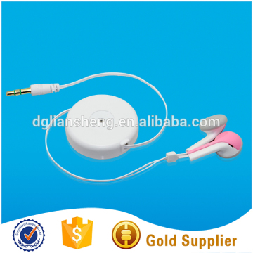 Custom retractable earbud, mp3 earphone, promotion retractable earphone