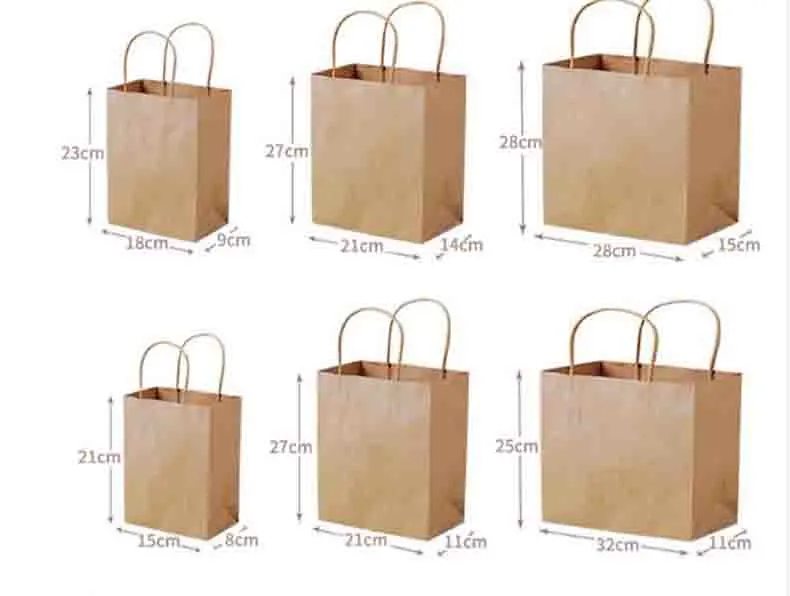 Retail Kraft Paper Bags with Handles for Shopping