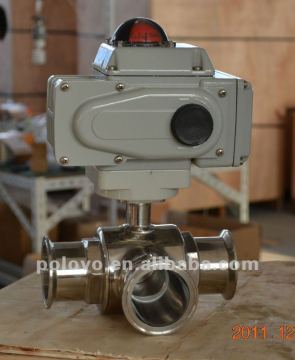 Clamp 3 way motorized ball valves stainless