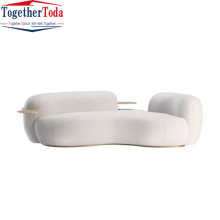 White Sofa Three-Person Arc for Living Room